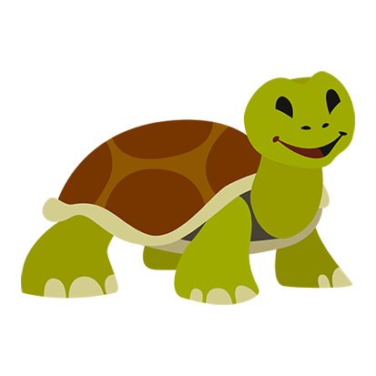 Illustration of a smiling turtle.